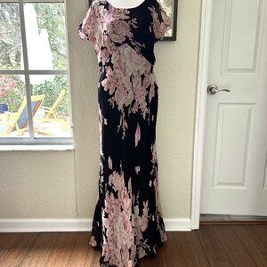 Vintage Nostalgia Black Floral Maxi Dress